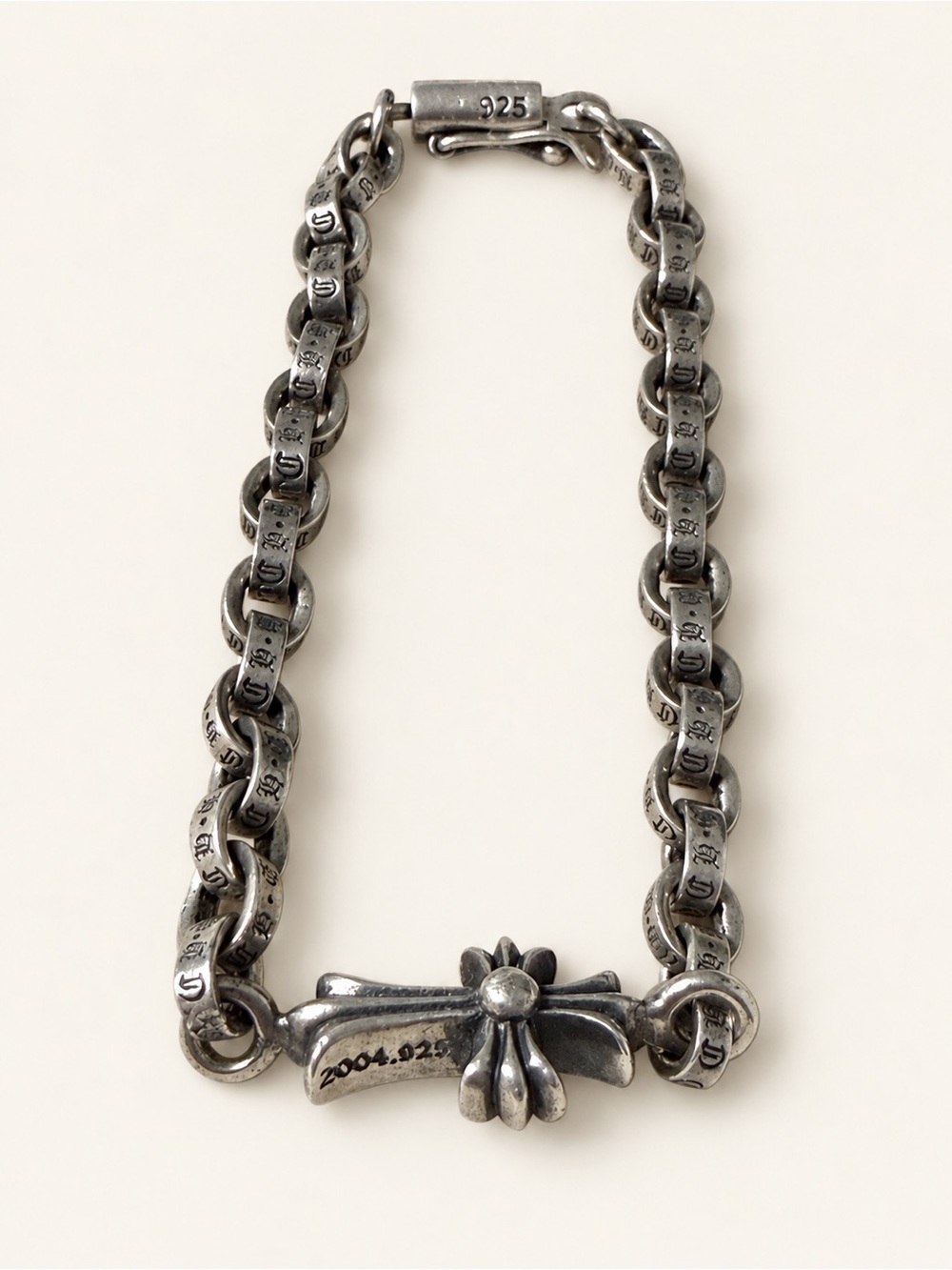 Chrome Hearts Paper Chain Bracelet w/ Cross .925 Sterling Silver